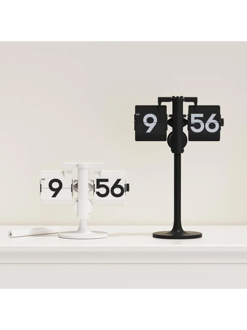 Home Black Analog Quartz Large Number Adjustable Vintage Design Flip Desk Clock
